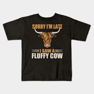 Sorry I am late, i saw a cow Kids T-Shirt